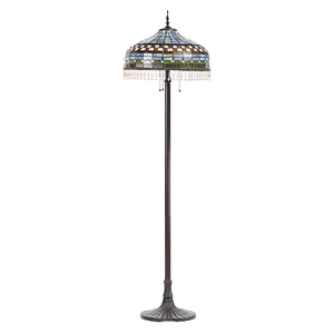 64"H Blue Stained Glass Dome Shade Candlestick Floor Lamp