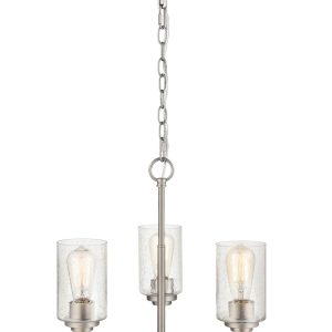 Millennium - 9603-SN - Three Light Chandelier - Moven - Satin Nickel