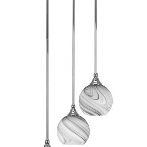 Toltec Lighting - 2143-CH-4109 - Three Light Cluster Pendalier - Empire - Chrome