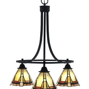 Toltec Lighting - 3413-MB-9345 - Three Light Chandelier - Paramount - Matte Black