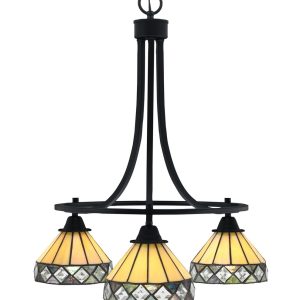 Toltec Lighting - 3413-MB-9405 - Three Light Chandelier - Paramount - Matte Black