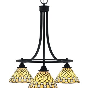 Toltec Lighting - 3413-MB-9415 - Three Light Chandelier - Paramount - Matte Black