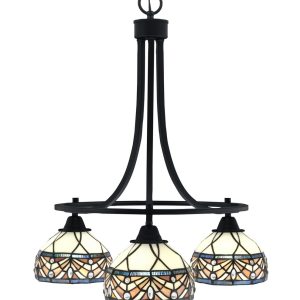 Toltec Lighting - 3413-MB-9485 - Three Light Chandelier - Paramount - Matte Black