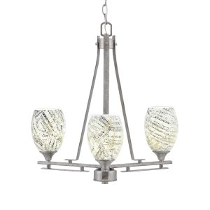 Toltec Lighting - 323-AS-5054 - Three Light Chandelier - Uptowne - Aged Silver