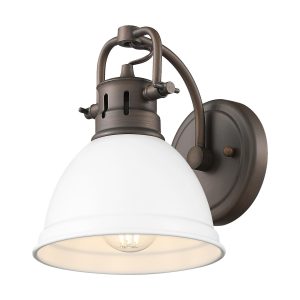 Golden - 3602-BA1 RBZ-WHT - One Light Vanity - Duncan - Rubbed Bronze