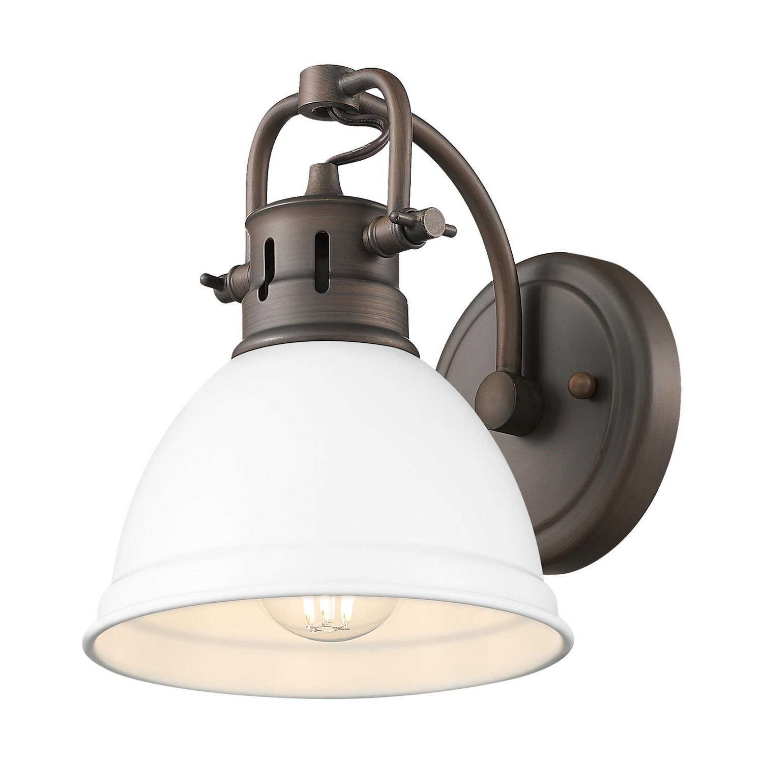 Golden - 3602-BA1 RBZ-WHT - One Light Vanity - Duncan - Rubbed Bronze