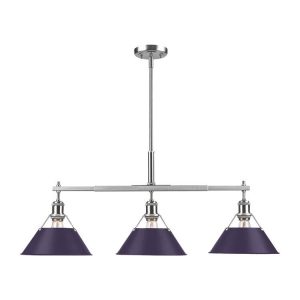 Golden - 3306-LP PW-EP - Three Light Linear Pendant - Orwell - Pewter