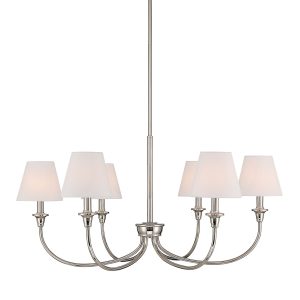 Golden - 1622-6 PN-EHW - Six Light Chandelier - Cambria - Polished Nickel