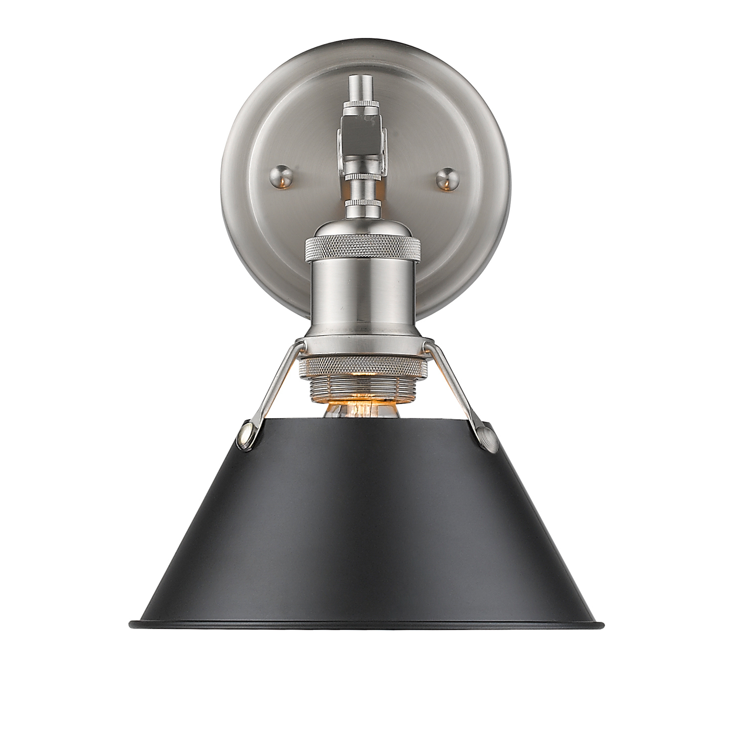 Golden - 3306-BA1 PW-BLK - One Light Bath Vanity - Orwell - Pewter