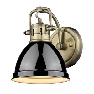 Golden - 3602-BA1 AB-BK - One Light Vanity - Duncan - Aged Brass