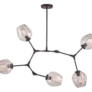 Trans Globe Imports - PND-2092 BK - Five Light Chandelier - Black
